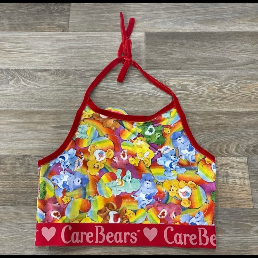 IRON FIST Lotsa Rainbows velvet trimmed halter crop top S, M, L, XL